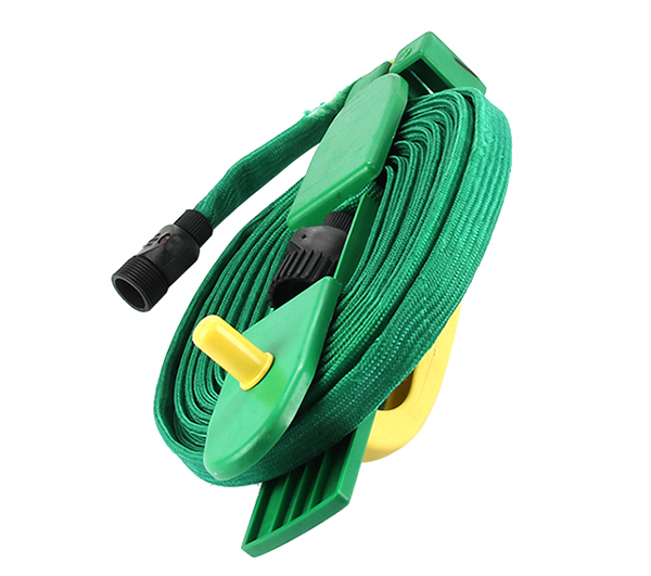 15m Flat Garden Hose Pipe hose Reel With 4 ways Spray Nozzle Gun